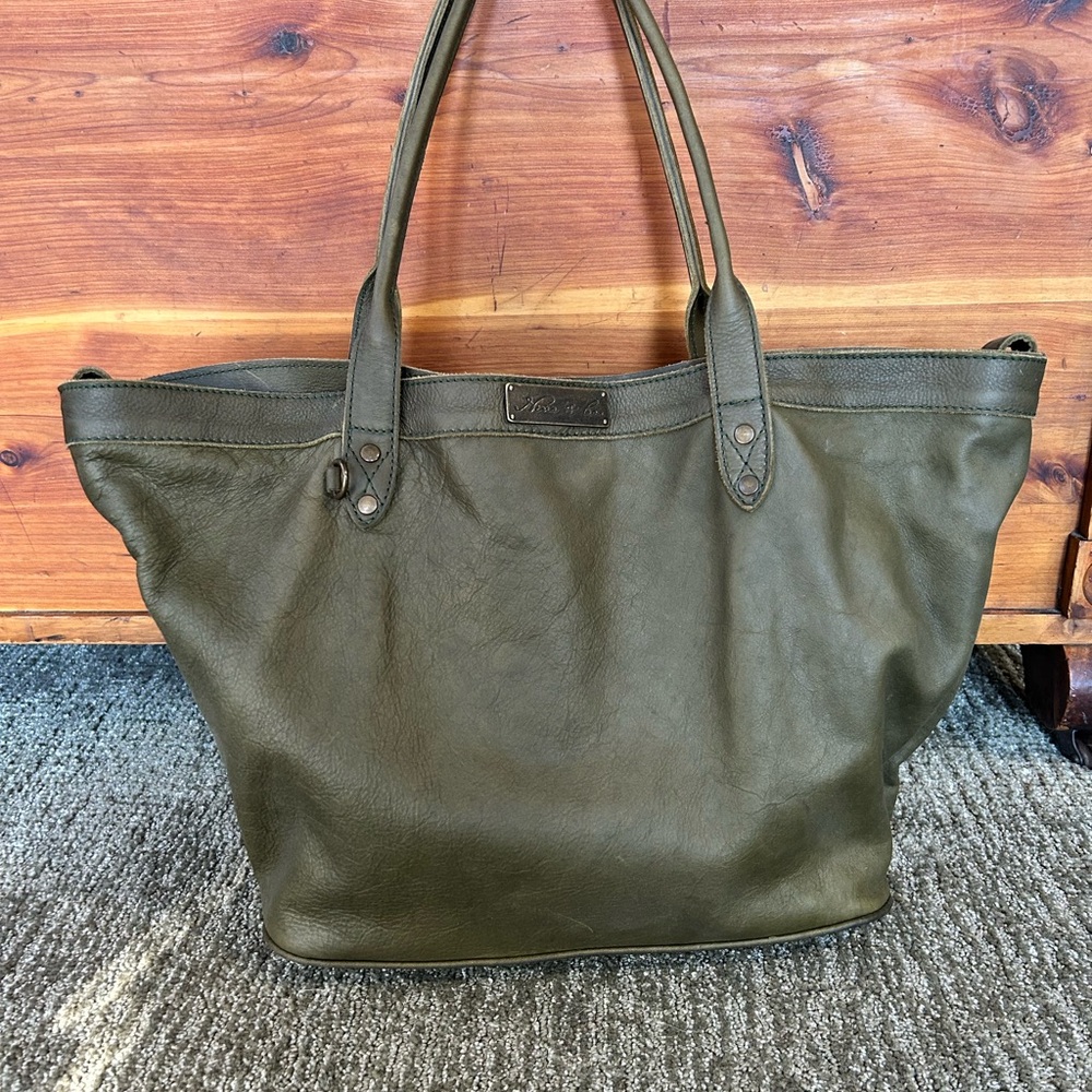 Nena and Co. Olive Green Leather Tote Bag